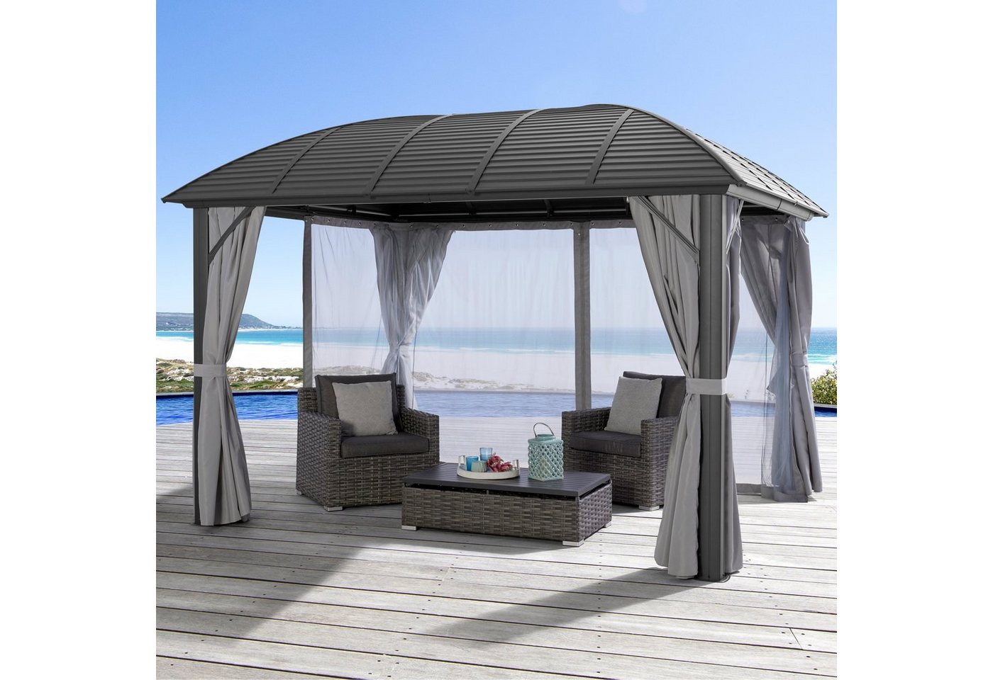 KONIFERA Pavillon Juni, mit 8 Seitenteilen, BxT: 300x365 cm oder 300x425 cm, Aluminiumgestell von KONIFERA