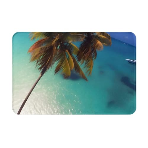 KONJEELIO Beach Coconut Sunshine Fußmatte für drinnen und draußen, saugfähige und rutschfeste Fußmatte für den Eingang, 60 x 40 cm von KONJEELIO