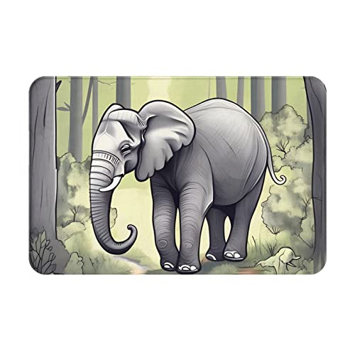 KONJEELIO Fußmatte mit Elefantenmotiv für drinnen und draußen, saugfähig und rutschfest, 60 x 40 cm von KONJEELIO