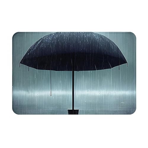 KONJEELIO Schwarzer Regenschirm im Regen für drinnen und draußen, saugfähige und rutschfeste Fußmatte für den Eingang, 60 x 40 cm von KONJEELIO