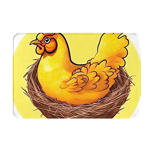 KONJEELIO Vogelnest Goldenes Huhn für drinnen und draußen, saugfähige und rutschfeste Fußmatte für den Eingang, 60 x 40 cm von KONJEELIO