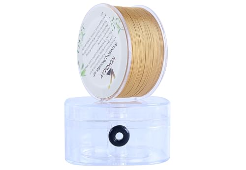 KONMAY 0.6mm Nylonschnur für Armbänder mit Organizer-Box, 175 Meters Altgold Nylonfaden Satinschnur für Schmuck, Makramee, Kumihimo, Perlenarbeiten, Chinesische Knoten & Handwerk von KONMAY