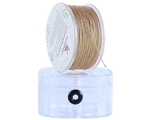 KONMAY 0.8mm Metallic Kordel Nylonschnur für Armbänder mit Organizer-Box, 50 Meters Goldene Kordel-Schnur – Bastelschnur für Geschenkverpackung, Dekoration und Kunsthandwerk von KONMAY