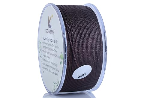 KONMAY 1,0 mm braune Nylonschnur mit Etui für Armbänder, 90 Meter geflochtene Nylon-Satinschnur für Schmuckherstellung, Perlen, chinesische Knoten, Kumihimo, Makramee von KONMAY