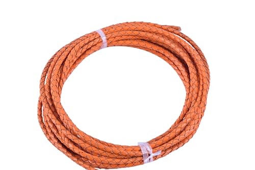 KONMAY 5 Yards 3.0mm Lederband Lederschnur Rund geflochten,Orange von KONMAY