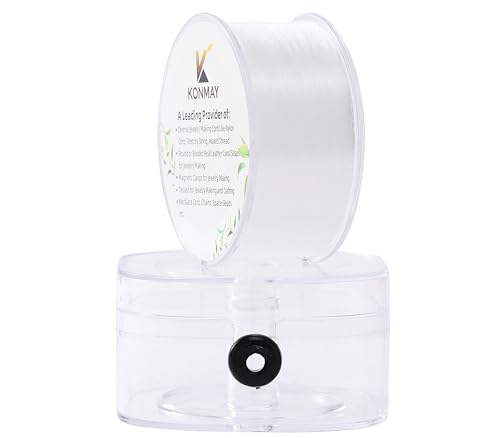 KONMAY Klar Angelschnur mit Case, 0.4mm/240 Meters Monofile Nylonfaden, Starke Nylonschnur,Transparent Angelschnur, Ultradünne reißfeste Schnur, für DIY Crafting, Schmuck basteln,Hängendes Ornament von KONMAY