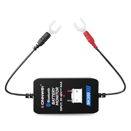 KONNWEI KB300 Bluetooth Batterie Monitor, 12V/24V KFZ Batteriewächter,Bluetooth 5.0 Batteriemonitor für Autos, Startsystemtest & Alarm, IP67 Wasserdicht Batteriewächter für LKW Auto Motorrad von KONNWEI