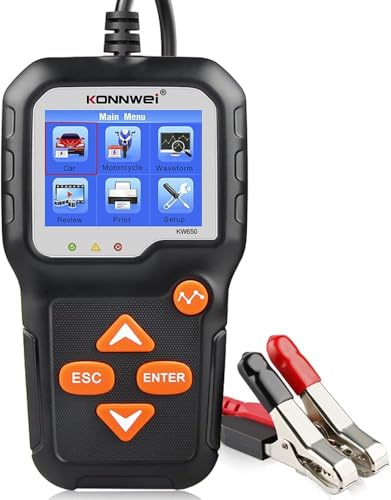 KONNWEI KW650 6V/12V Autobatterietester 100-2000 CCA, Unterstützung 13 Sprachen, 2,4 Zoll Bildschirm, Batterietester Autolade-Startsystem Automobil-Batterieanalysator für Autos, Boot, SUV, Motorrad KONNWEI KW650 6V/12V Autobatterietester 100-2000 CCA, Unterstützung 13 Sprachen, 2,4 Zoll Bildschirm, Batterietester Autolade-Startsystem Automobil-Batterieanalysator für Autos, Boot, SUV, Motorrad von KONNWEI