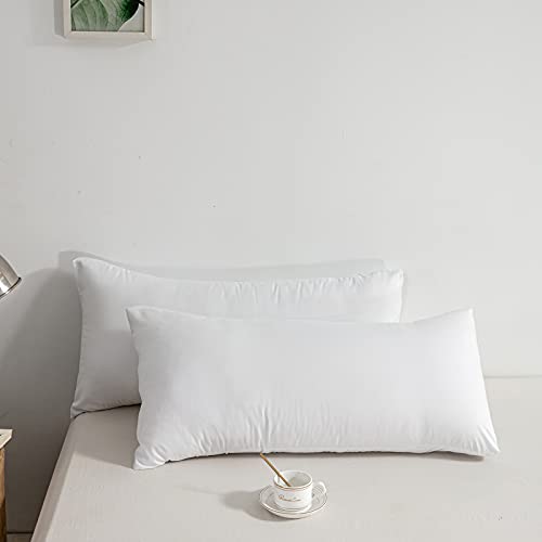KONO 2er-Pack Kissenbezug aus gebürstetem Polyester mit Umschlagverschluss 40 x 80 cm Maschinenwaschbar knitterfrei und atmungsaktiv (Weiß), Pillowcase-2 WE, Standard von KONO