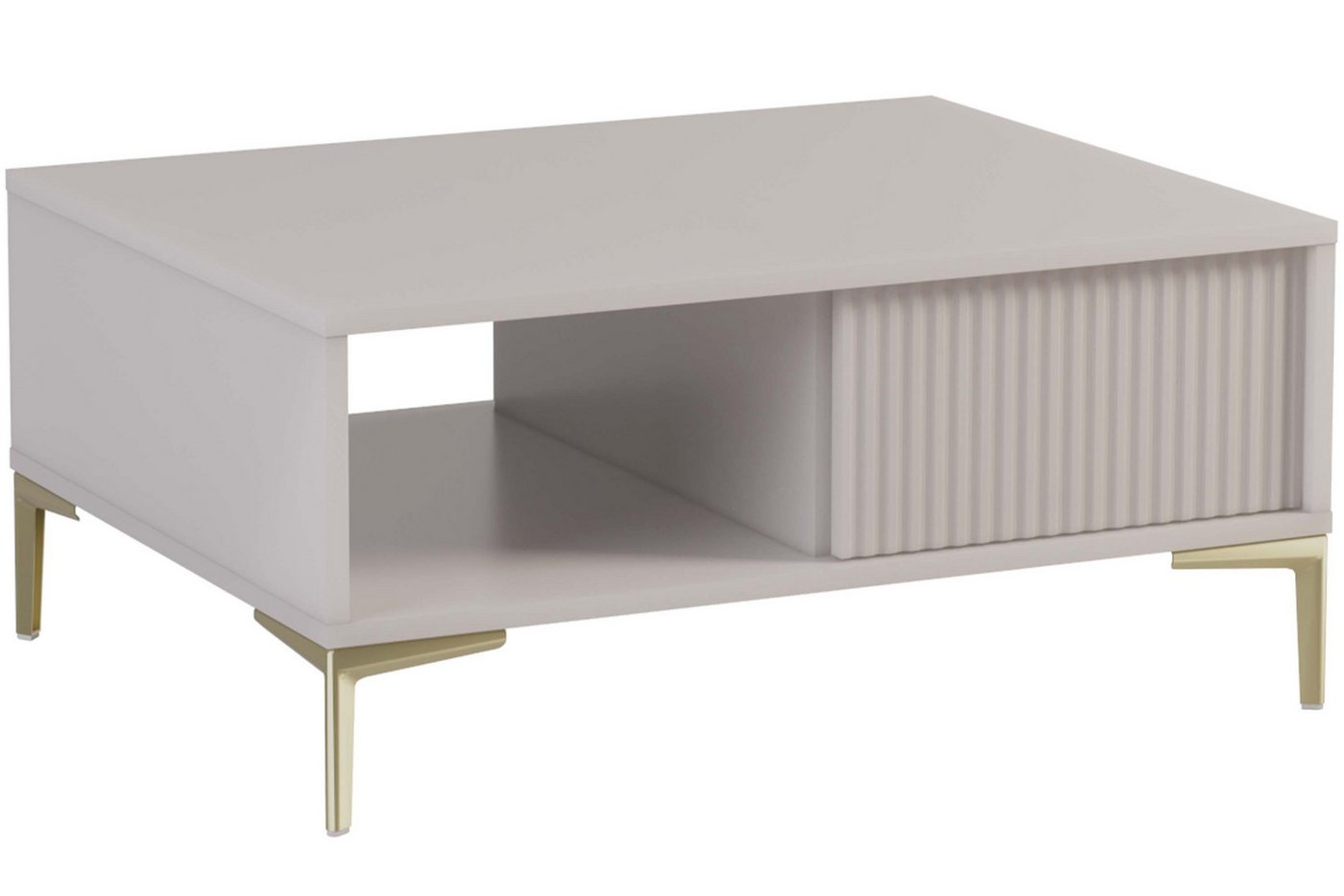 KONSIMO® Couchtisch LOMER Kaffeetisch, mit Stauraum, Sofatisch, hergestellt in der EU, mit Stauraum, Metallfüße 15 cm, cremefarben von KONSIMO®