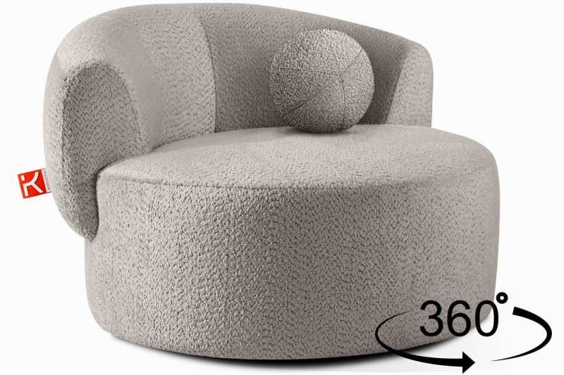 KONSIMO® Drehsessel VIRA mit drehbarem Metallfuß, hergestellt in der EU (Sessel, Polstersessel, Loungesessel), mit dekorativem Rundkissen, Modern, organische Form von KONSIMO®