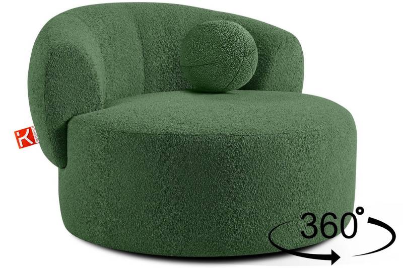 KONSIMO® Drehsessel VIRA mit drehbarem Metallfuß, hergestellt in der EU (Sessel, Polstersessel, Loungesessel), mit dekorativem Rundkissen, Modern, organische Form von KONSIMO®
