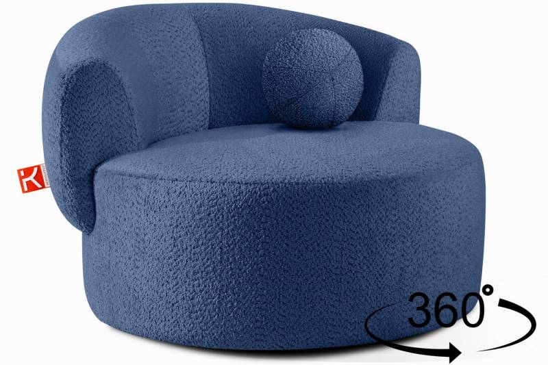 KONSIMO® Drehsessel VIRA mit drehbarem Metallfuß, hergestellt in der EU (Sessel, Polstersessel, Loungesessel), mit dekorativem Rundkissen, Modern, organische Form von KONSIMO®