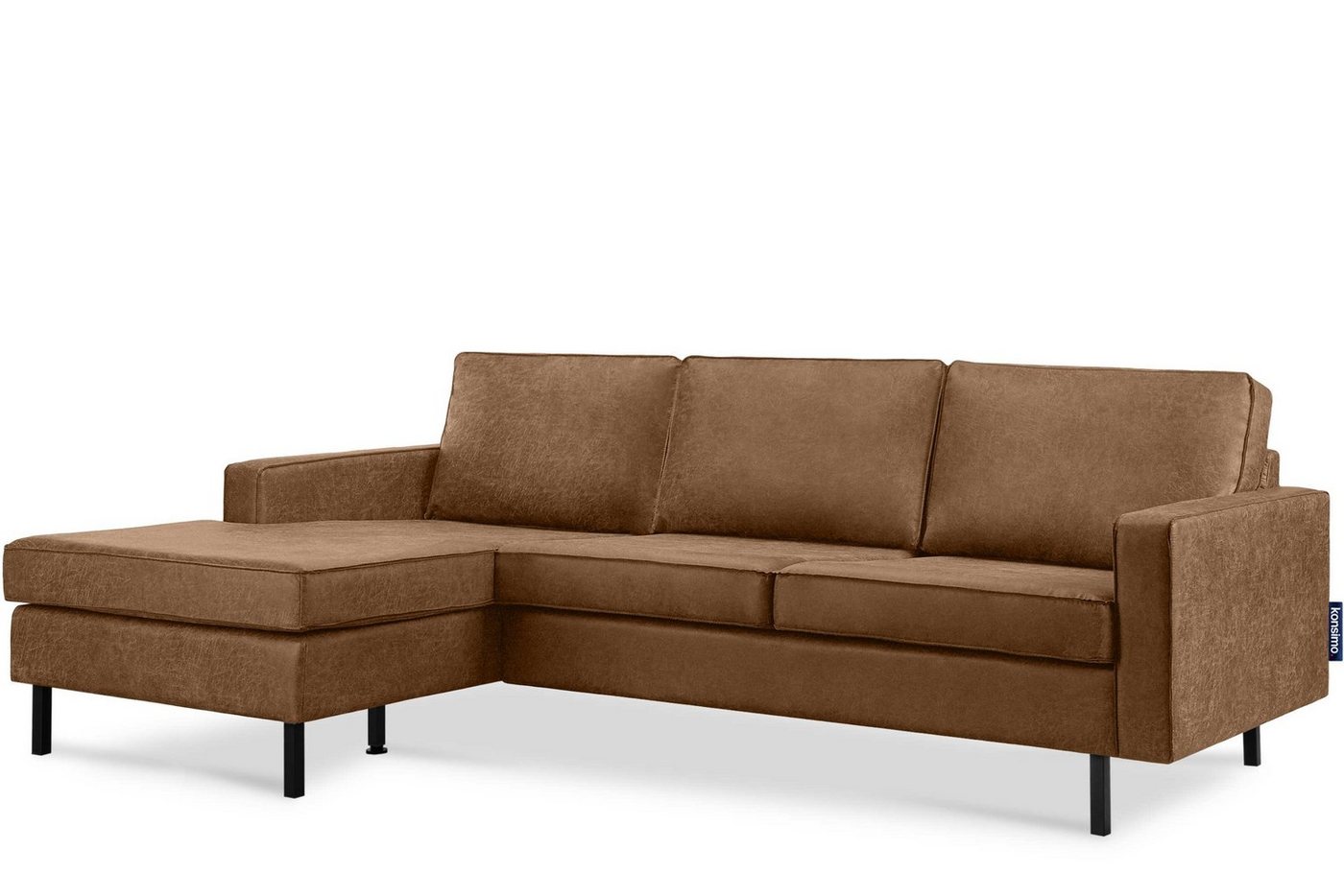 KONSIMO® Ecksofa INVIA Linkes Ecksofa mit Ottomane, Grundschicht: Echtleder,auf hohen Metallfüßen,Hergestellt in EU von KONSIMO®