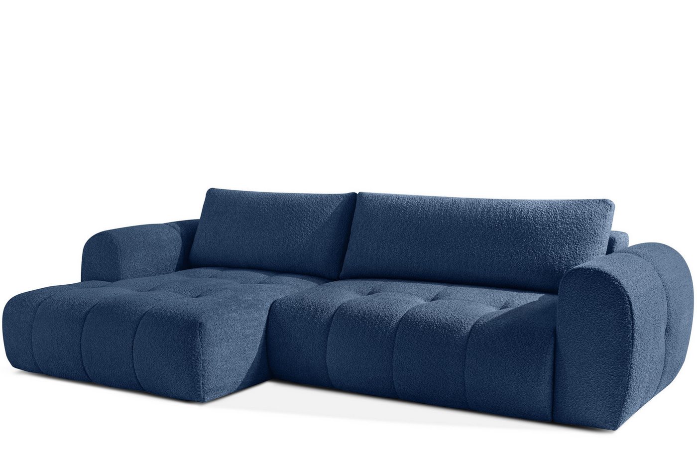 KONSIMO® Ecksofa LIRA mit Schlaffunktion, Japandi, Premiumqualität aus EU, links Ecksofa, elastischer Sitz, Bouclé-Stoff, Mega große Liegefläche (232x157 cm) von KONSIMO®