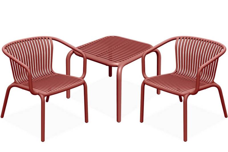KONSIMO® Gartenlounge-Set FICCARI Garten-Sitzgruppe, Gartenmöbel-Set, hergestellt in der EU, (2 Gartenstühle mit Armlehnen, 1 Tisch, 3-tlg., aus hochwertigem Kunststof), Stapelbar, witterungsbeständiges Material, Tischhöhe 41,5 cm von KONSIMO®