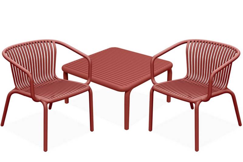 KONSIMO® Garten-Essgruppe FICCARI Garten-Sitzgruppe, Gartenmöbel-Set, hergestellt in der EU, (2 Gartenstühle mit Armlehnen, 1 Tisch, 3-tlg., aus hochwertigem Kunststoff), Gartengarnitur, Stapelbar, witterungsbeständiges Material von KONSIMO®