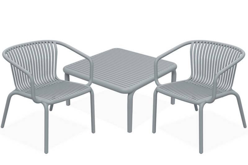 KONSIMO® Garten-Essgruppe FICCARI Garten-Sitzgruppe, Gartenmöbel-Set, hergestellt in der EU, (2 Gartenstühle mit Armlehnen, 1 Tisch, 3-tlg., aus hochwertigem Kunststoff), Gartengarnitur, Stapelbar, witterungsbeständiges Material von KONSIMO®