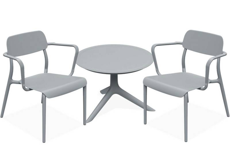 KONSIMO® Garten-Essgruppe GALIO Sitzgruppe, Gartenmöbel-Set, hergestellt in der EU, Armlehnen, (aus hochwertigem Kunststoff, 3-tlg., 2x Stühle, 1x Tisch), stapelbar, witterungsbeständiges Material, Gartengarnitur, Modern von KONSIMO®