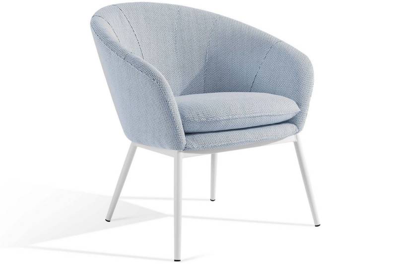 KONSIMO® Gartensessel SOLIS Loungesessel, Gartenstuhl, Stahlrahmen, hergestellt in der EU (B) 69 cm (H) 76 cm (T) 66 cm, extra bequemer Sitz, fertig montiert), wasserabweisender Stoff, Modern, weiß Gestell von KONSIMO®