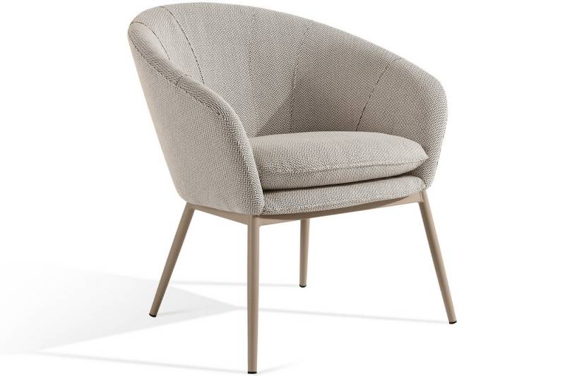 KONSIMO® Gartensessel SOLIS Loungesessel, Gartenstuhl, Stahlrahmen, hergestellt in der EU (B) 69 cm (H) 76 cm (T) 66 cm, extra bequemer Sitz, fertig montiert), wasserabweisender Stoff, Modern, beige Gestell von KONSIMO®