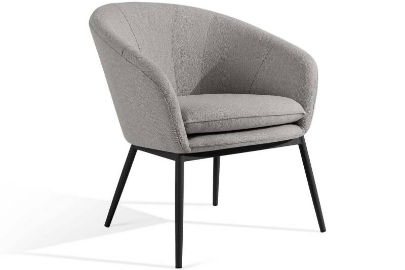 KONSIMO® Gartensessel SOLIS Loungesessel, Gartenstuhl, Stahlrahmen, hergestellt in der EU (extra bequemer Sitz, fertig montiert, (B) 69 cm (H) 76 cm (T) 66 cm), wasserabweisender Stoff, Modern, schwarz Gestell von KONSIMO®