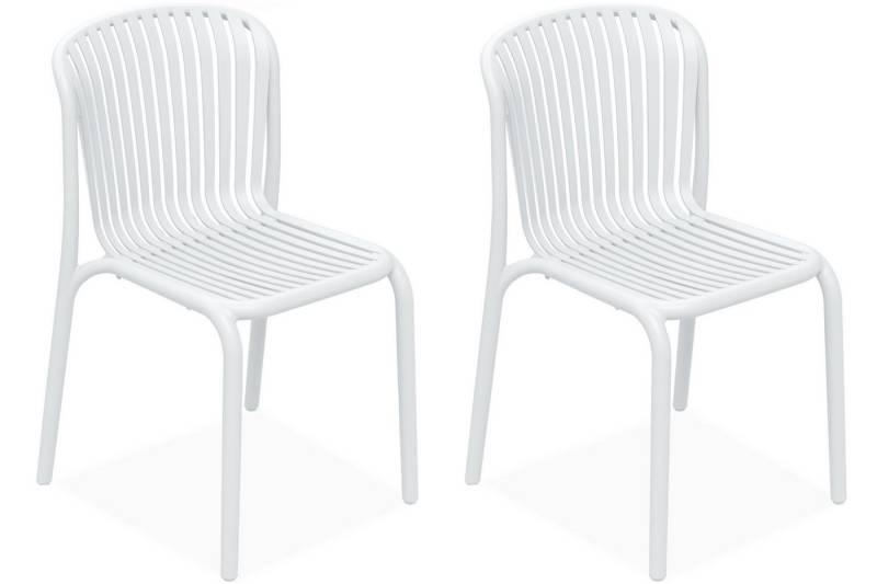 KONSIMO® Gartenstuhl Gartensessel, Gartenstühle FICCARI, hergestellt in der EU, Modern (aus hochwertigem Kunststoff, Maße: 52x82,5x53 cm, 2 St), 2er Set, erhältlich Stapelbar, witterungsbeständiges Material von KONSIMO®
