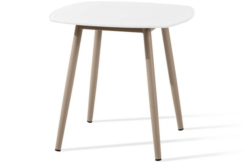 KONSIMO® Gartentisch SOLIS Balkontisch, Stahlgestell, hergestellt in der EU, Tischplatte aus gehärtetem Glas, Modern, pflegeleicht von KONSIMO®