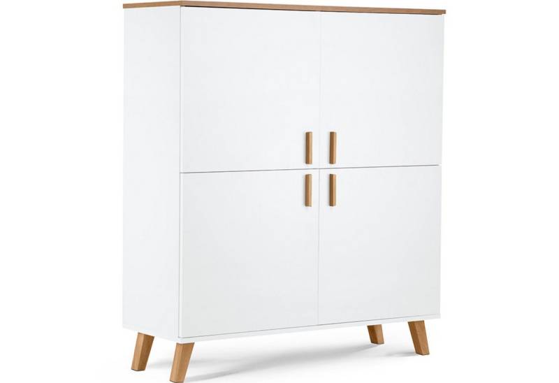 KONSIMO® Hochkommode FRISK Türkommode, 6 Einlegeböden, 4 Türen, Skandinavischer Stil von KONSIMO®