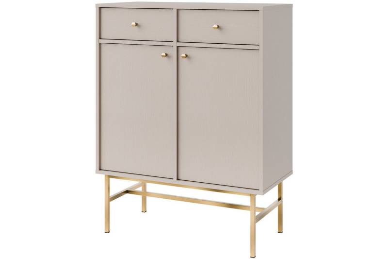 KONSIMO® Kombikommode FLOREN Kommode, Sideboard, hergestellt in der EU, Elegant, mit Goldelementen, Holzstruktur, ABS-verstärkte Kanten von KONSIMO®