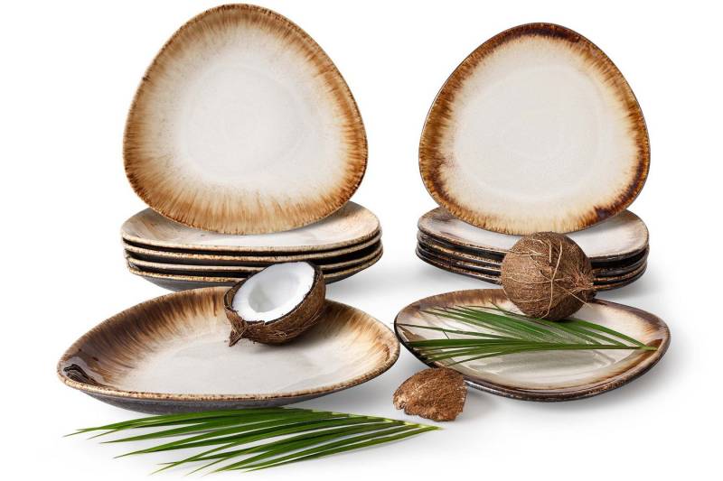 KONSIMO® Kombiservice PRIMA Geschirrset für Nudeln, Pastateller-Set, Premiumqualität aus EU (12-tlg), 6 Personen, Keramik, Jedes Teil ein Unikat, Qualitätskeramik, handgefertigt von KONSIMO®