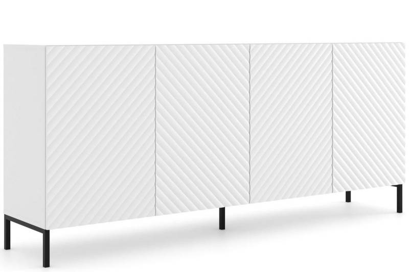 KONSIMO® Kommode ADENO Türkommode, Sideboard, Push-to-Open-Funktion, geriffelte matte Fronten, viel Stauraum, Metallfüße 15 cm von KONSIMO®