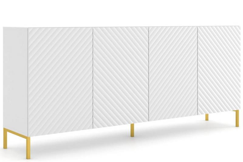 KONSIMO® Kommode ADENO Türkommode, Sideboard, Push-to-Open-Funktion, geriffelte matte Fronten, viel Stauraum, Metallfüße 15 cm von KONSIMO®