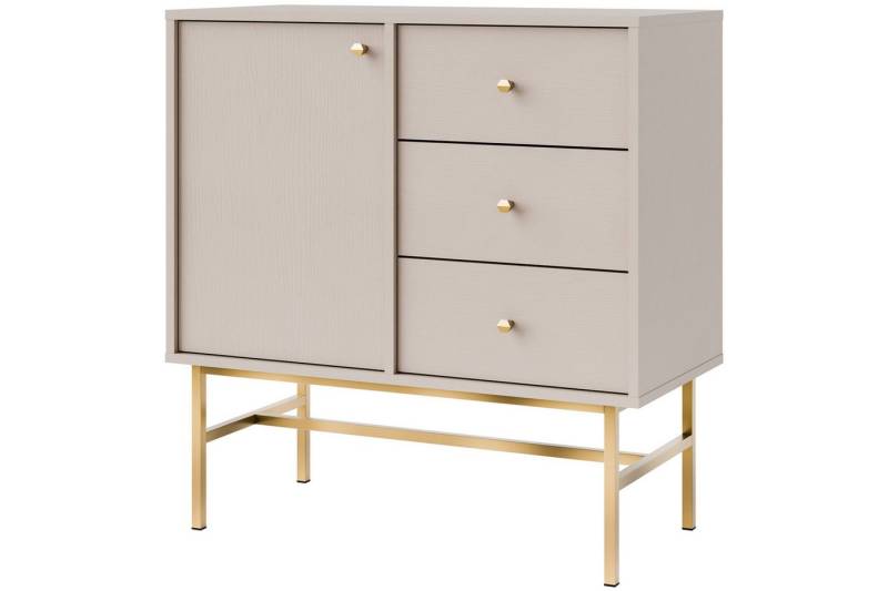KONSIMO® Kommode FLOREN Türkommode, Schubkastenkommode, hergestellt in der EU, Elegant, mit Goldelementen, Holzstruktur, mit Schubladen von KONSIMO®