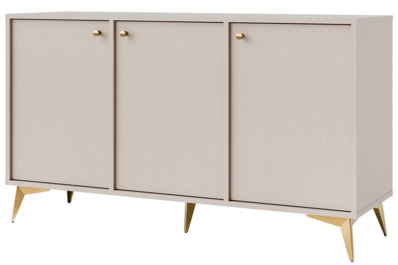 KONSIMO® Kommode FLOREN Türkommode, Sideboard, hergestellt in der EU, Elegant, mit Goldelementen, Holzstruktur, ABS-verstärkte Kanten von KONSIMO®