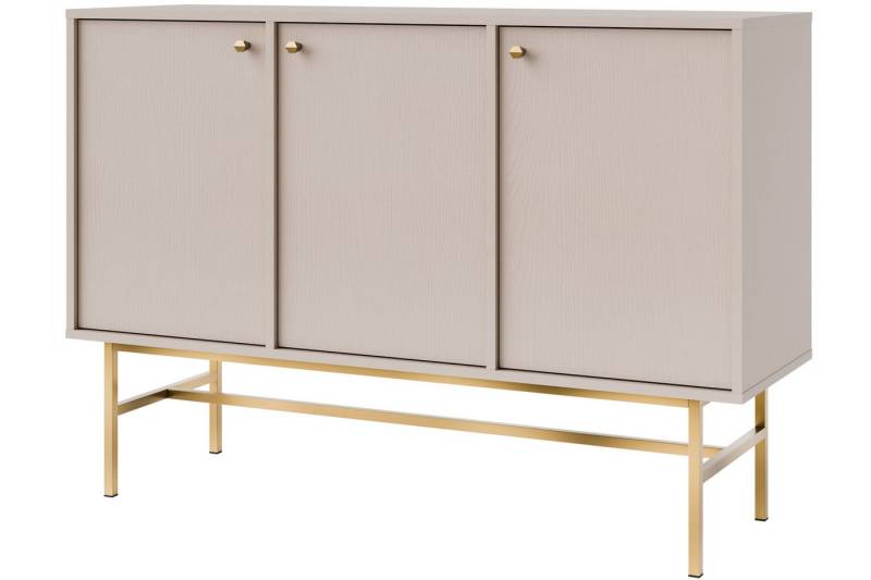 KONSIMO® Kommode FLOREN Türkommode, Sideboard, hergestellt in der EU, Elegant, mit Goldelementen, Holzstruktur, ABS-verstärkte Kanten von KONSIMO®