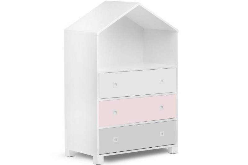 KONSIMO® Kommode MIRUM Kinderkommode Hausform Kommode, 3 Schubladen, mit Einlegeböde, Fenster mit Grifffunktion von KONSIMO®