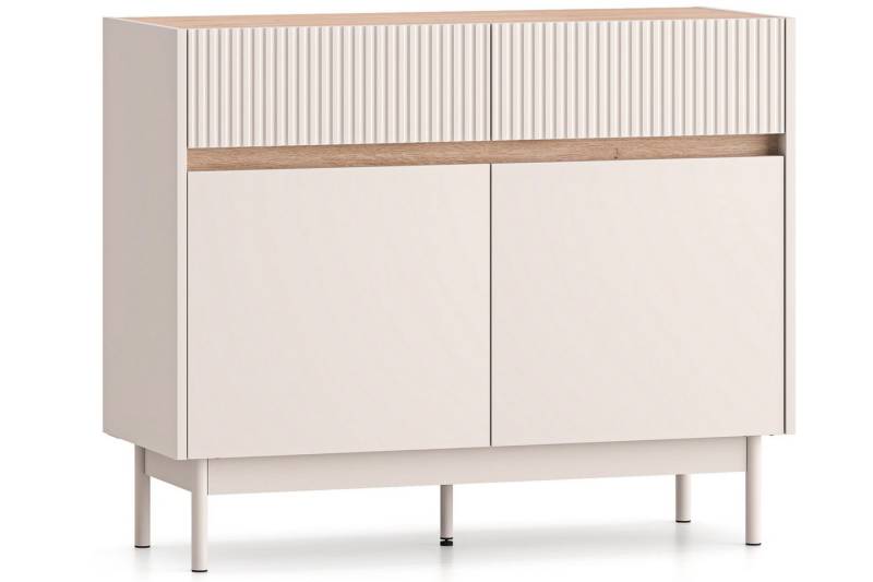KONSIMO® Kommode NALIA Schubkastenkommode, hergestellt in der EU, Kaschmirfarbe, Elegant, mit Soft-Close-Funktion, geriffelte Fronten von KONSIMO®