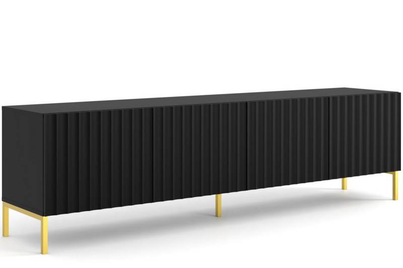 KONSIMO® Lowboard FALU TV-Schrank, TV Möbel, mit Push-to-Open-Funktion, Modern, Metallfüße 15 cm, ABS-verstärkte Kanten, geriffelte Fronten von KONSIMO®
