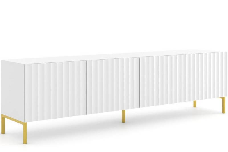KONSIMO® Lowboard FALU TV-Schrank, TV Möbel, mit Push-to-Open-Funktion, Modern, Metallfüße 15 cm, ABS-verstärkte Kanten, geriffelte Fronten von KONSIMO®