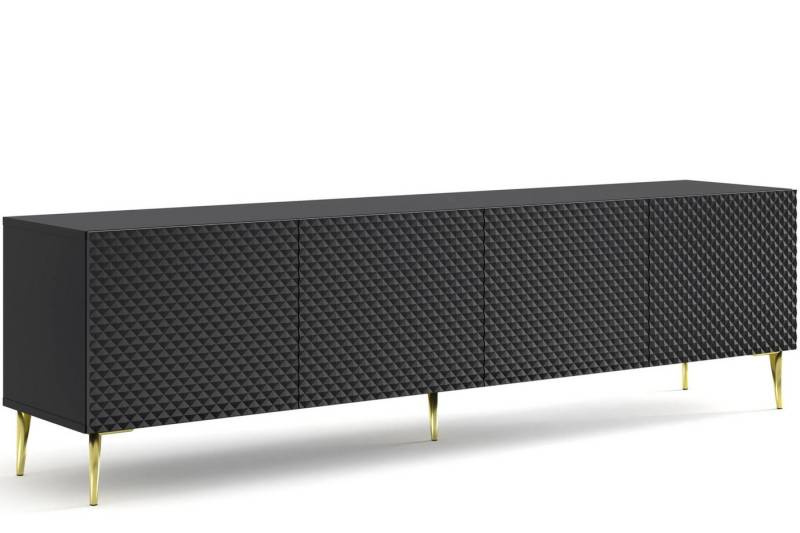 KONSIMO® Lowboard REMUS TV-Schrank, TV-Board, mit Push-to-Open-Funktion, Breite 200 cm (Modern), ABS-verstärkte Kanten, Metallfüß, dreidimensionaler Fronteffekt von KONSIMO®