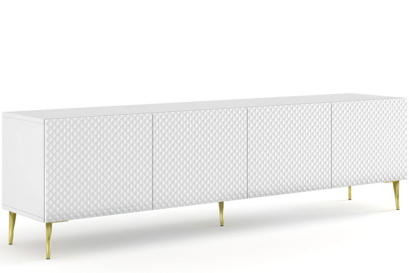 KONSIMO® Lowboard REMUS TV-Schrank, TV-Board, mit Push-to-Open-Funktion, Breite 200 cm (Modern), ABS-verstärkte Kanten, Metallfüß, dreidimensionaler Fronteffekt von KONSIMO®