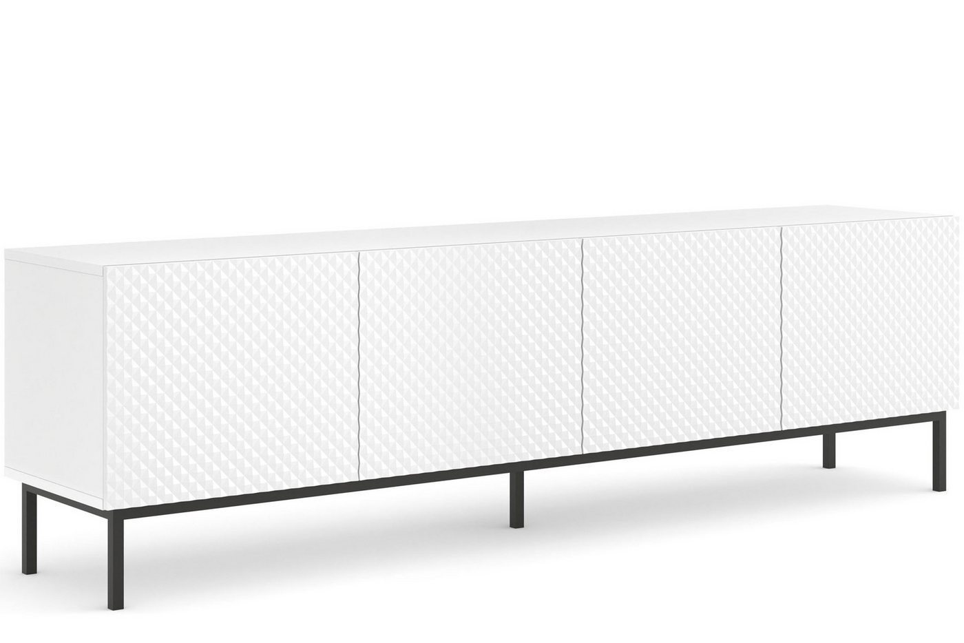 KONSIMO® Lowboard REMUS TV-Schrank, TV-Board, mit Push-to-Open-Funktion, Breite 200 cm (Modern), ABS-verstärkte Kanten, Metallfüß, dreidimensionaler Fronteffekt von KONSIMO®