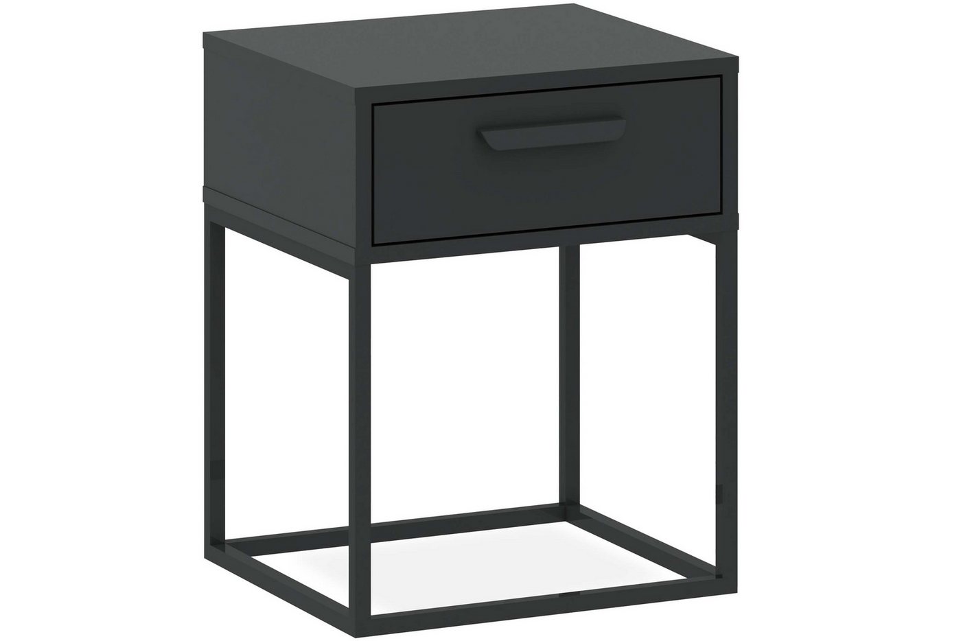 KONSIMO® Nachttisch RECTUS Nachtschrank, Modern, Beistelltisch, hergestellt in der EU (1-St), schwarzer Metallrahmen, Kunststoffgriff, Nachtkonsole von KONSIMO®