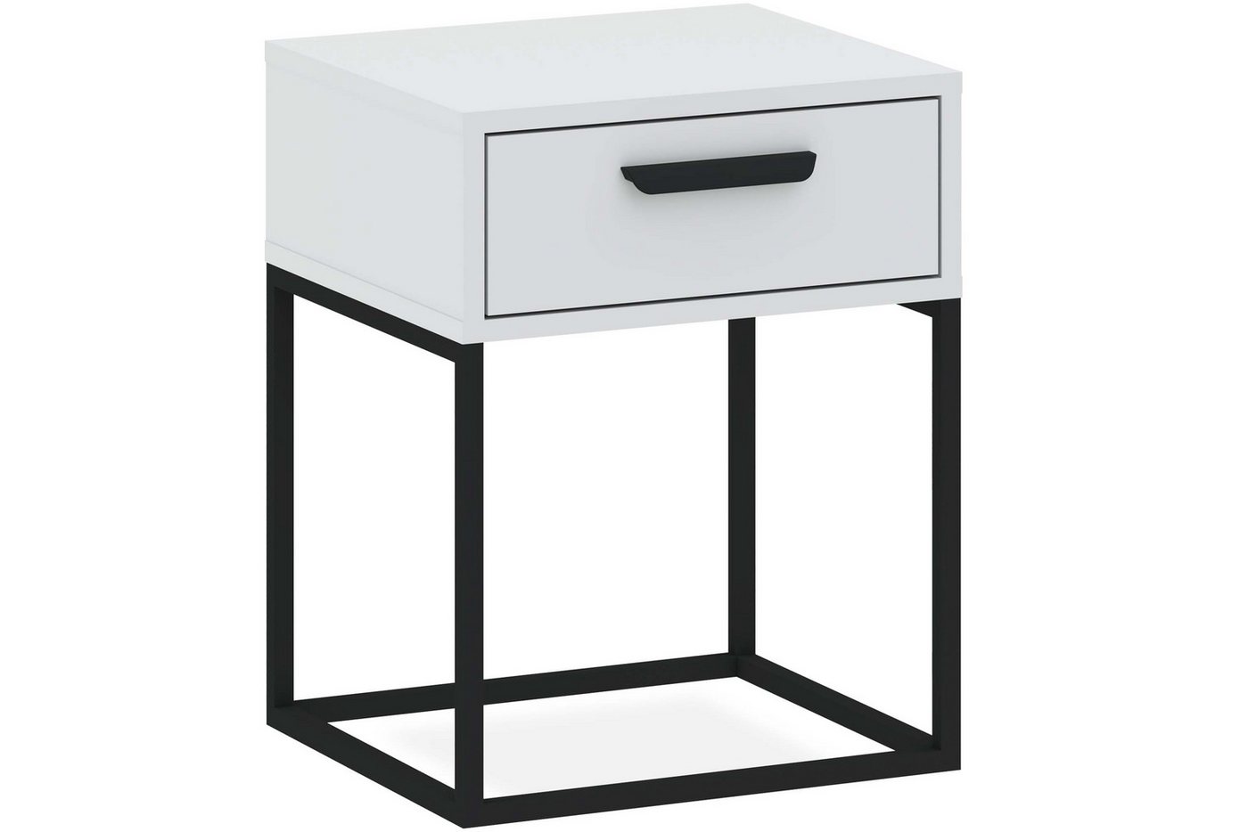 KONSIMO® Nachttisch RECTUS Nachtschrank, Modern, Beistelltisch, hergestellt in der EU (1-St), schwarzer Metallrahmen, Kunststoffgriff, Nachtkonsole von KONSIMO®