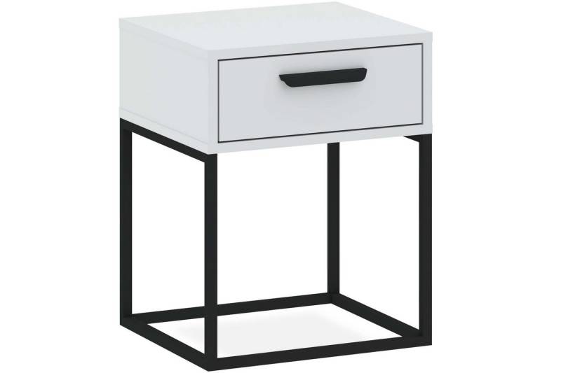 KONSIMO® Nachttisch RECTUS Nachtschrank, Modern, Beistelltisch, hergestellt in der EU (1-St), schwarzer Metallrahmen, Kunststoffgriff, Nachtkonsole von KONSIMO®