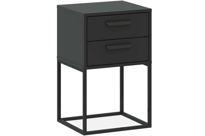 KONSIMO® Nachttisch RECTUS Nachtschrank, Modern, hergestellt in der EU, Beistelltisch (1-St), mit 2 Schubladen, schwarzer Metallrahmen, Kunststoffgriff von KONSIMO®