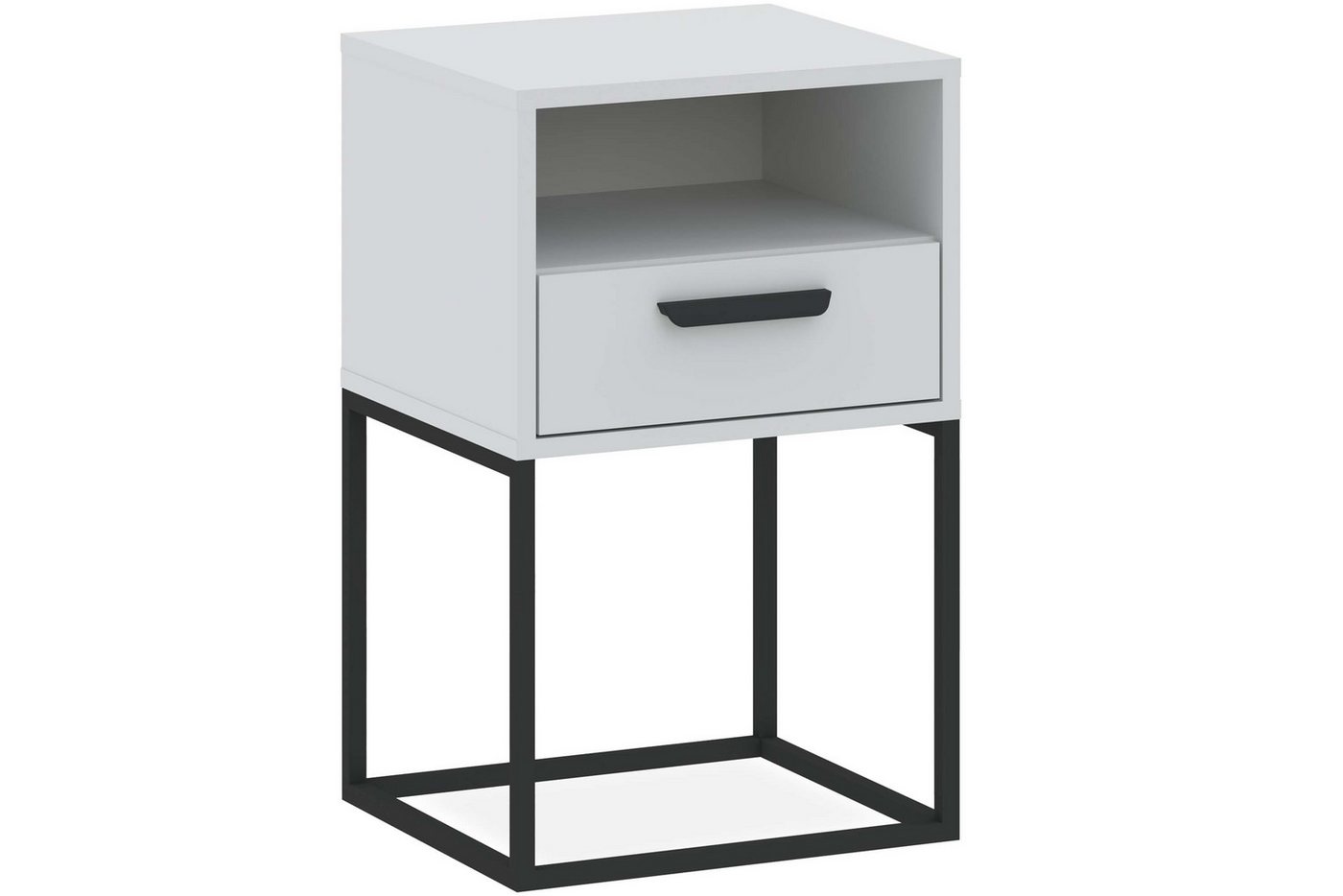 KONSIMO® Nachttisch RECTUS Nachtschrank, Modern, hergestellt in der EU, Beistelltisch (1-St), mit Schublade, Breite 40 cm, schwarzer Metallrahmen, Kunststoffgriff von KONSIMO®