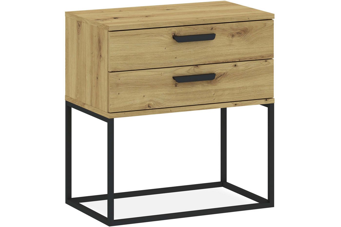 KONSIMO® Nachttisch RECTUS Nachtschrank, Modern, hergestellt in der EU, Beistelltisch (1-St), mit Schublade, Breite 60 cm, schwarzer Metallrahmen, Kunststoffgriff von KONSIMO®