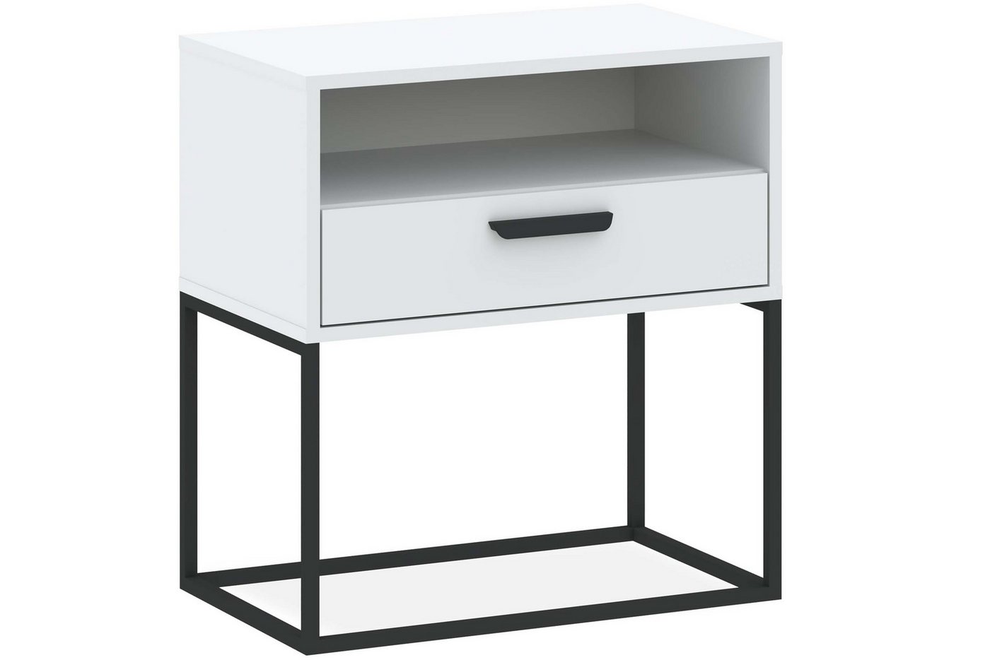 KONSIMO® Nachttisch RECTUS Nachtschrank, Modern, hergestellt in der EU, Beistelltisch (1-St), mit Schublade, Stauraum, schwarzer Metallrahmen, Kunststoffgriff von KONSIMO®